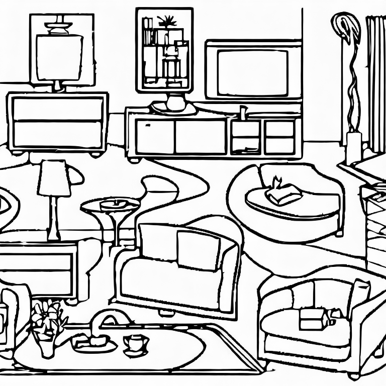 Coloring page of living room