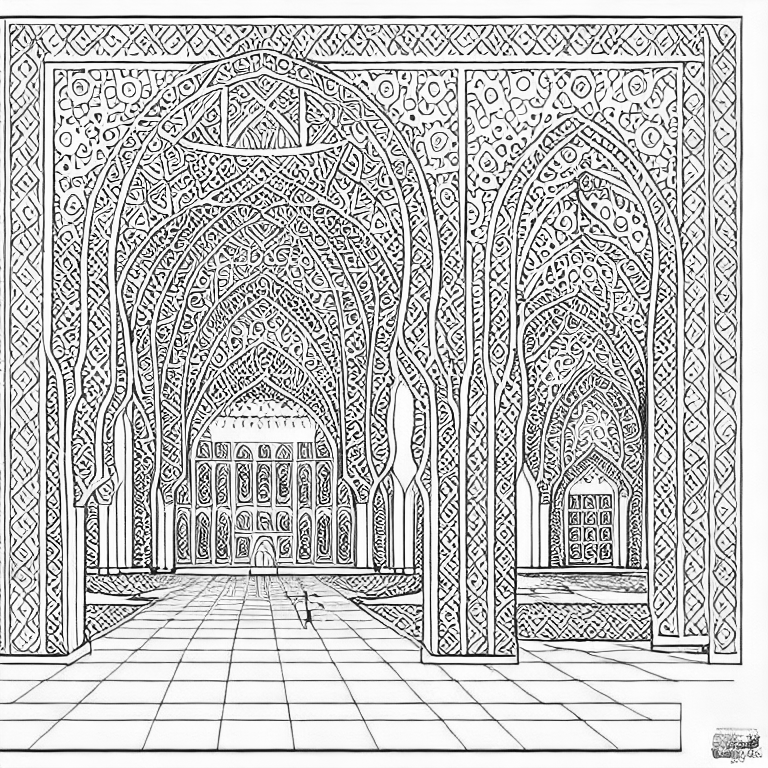 Coloring page of masjid