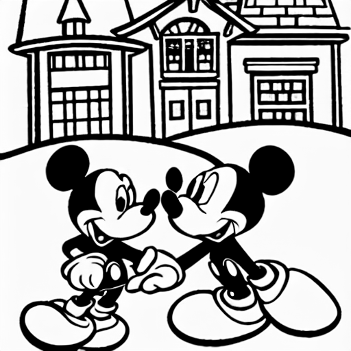 Coloring page of mickey mouse land