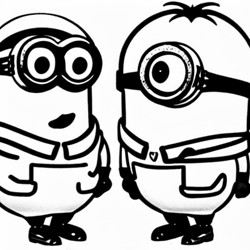 Coloring page of minions on the moon