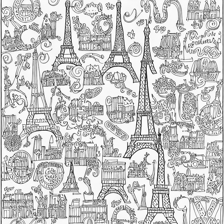 Coloring page of paris