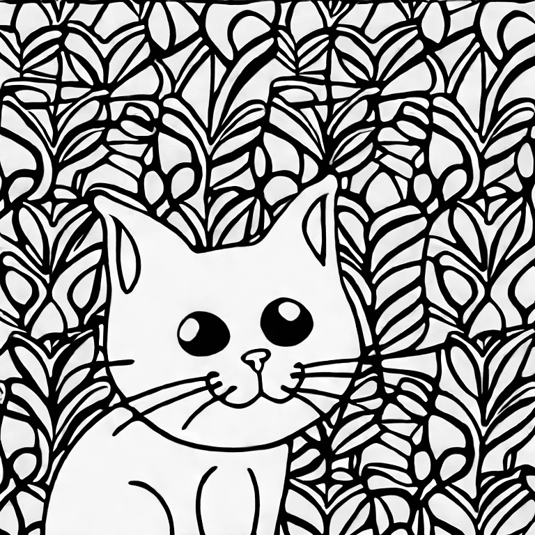 Coloring page of picture full cat background white full body