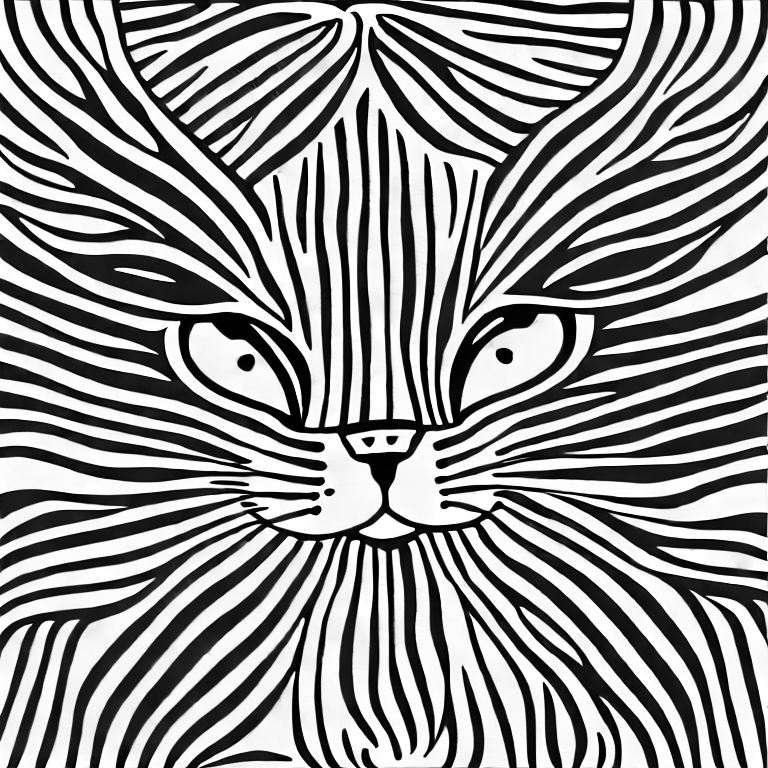 Coloring page of picture full cat background white full body