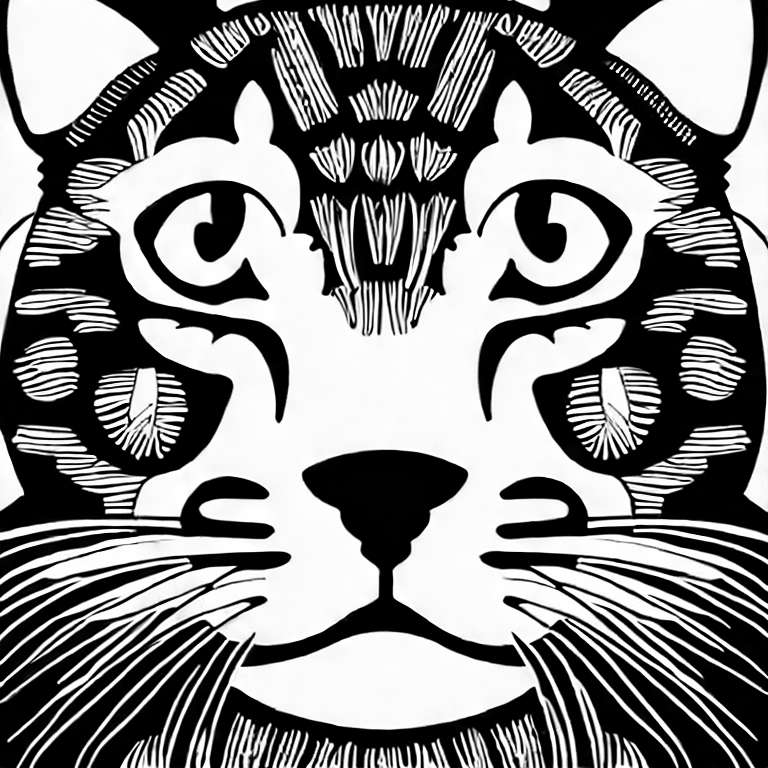 Coloring page of picture full cat background white full face head