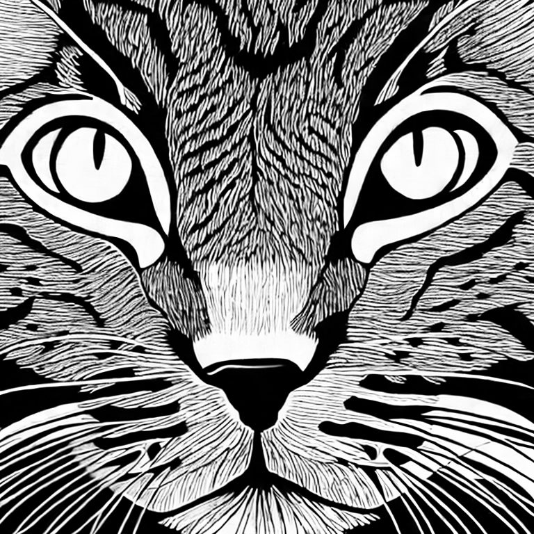 Coloring page of picture full cat background white full face head