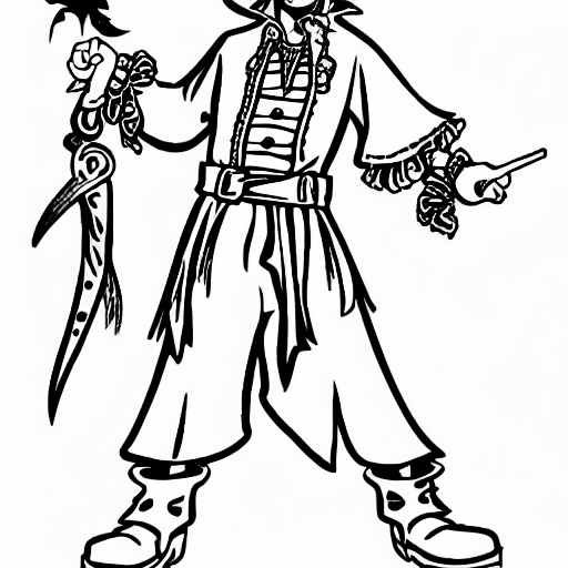 Coloring page of pirate costume