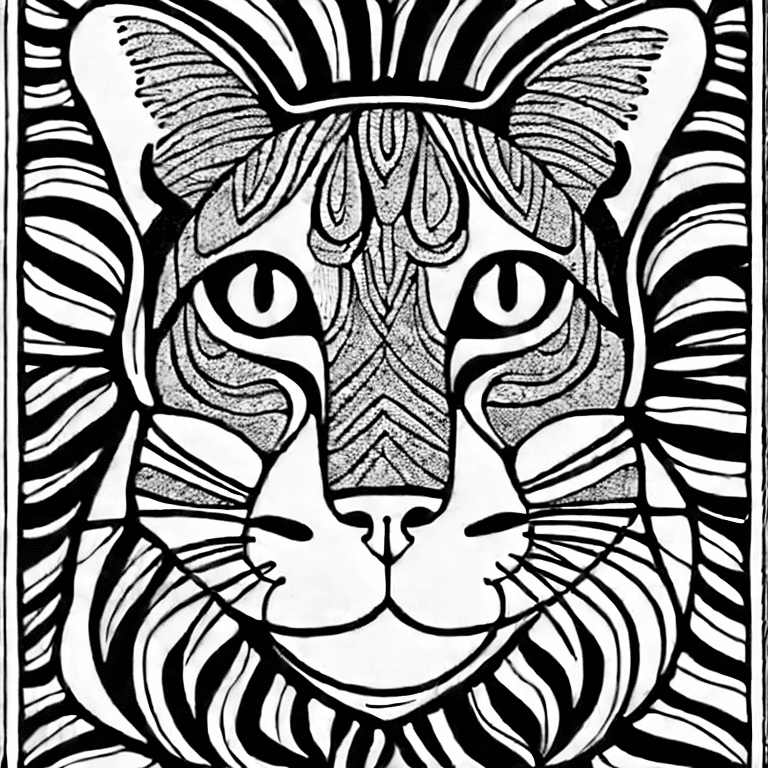 Coloring page of pretty cat