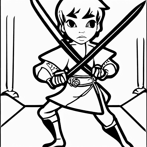 Coloring page of prince sword fighting