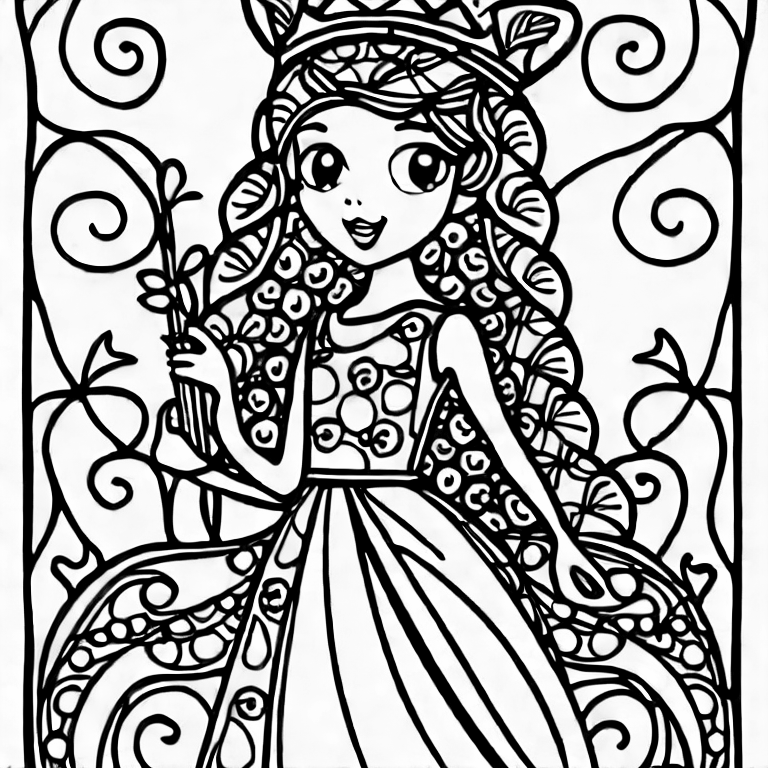 Coloring page of princesses