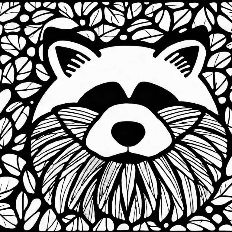 Coloring page of raccoon