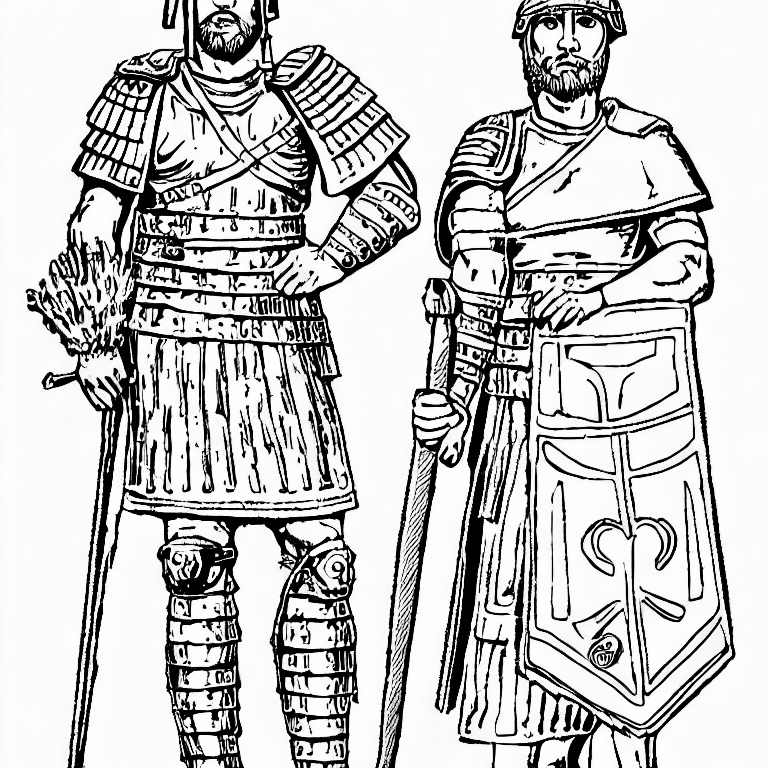 Coloring page of roman soldier