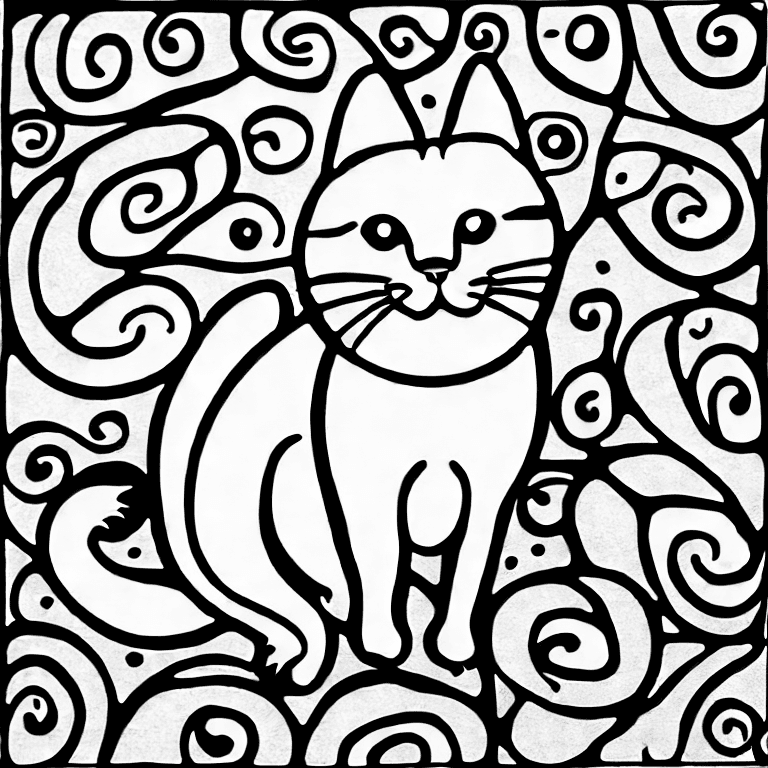 Coloring page of running cat