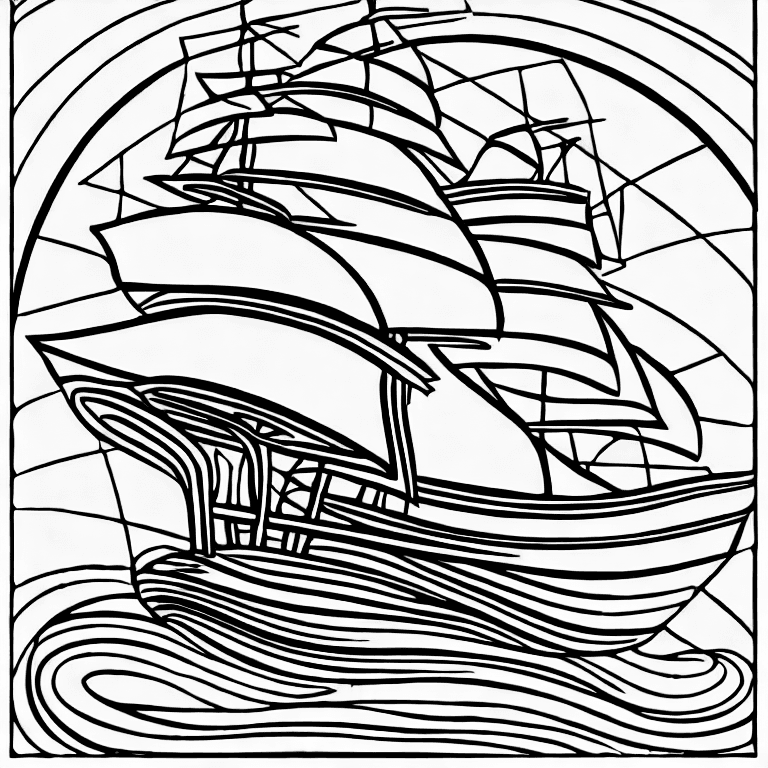 Coloring page of ship