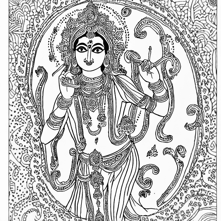 Coloring page of shree krishna