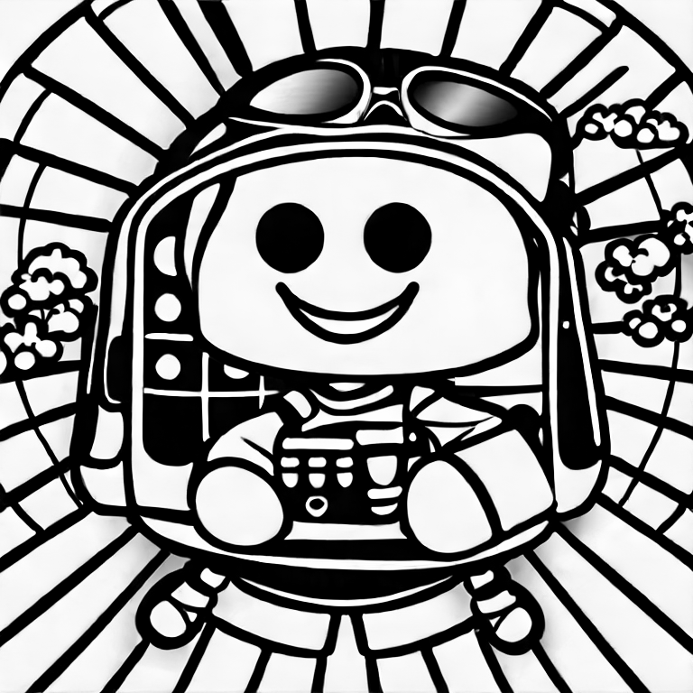 Coloring page of simple cute pilot