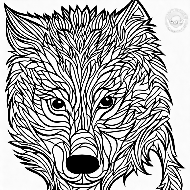 Coloring page of simple shapeless wolf