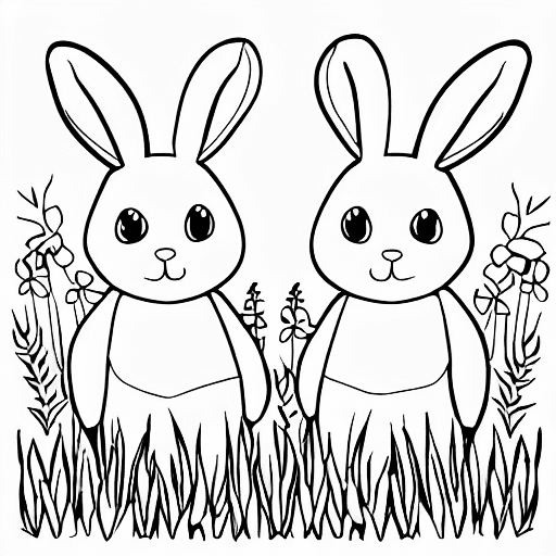 "some rabbits in a field" coloring page COLOR anything