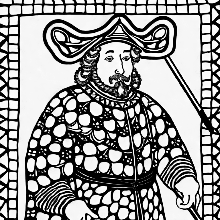 Coloring page of spanish conqueror xvi century