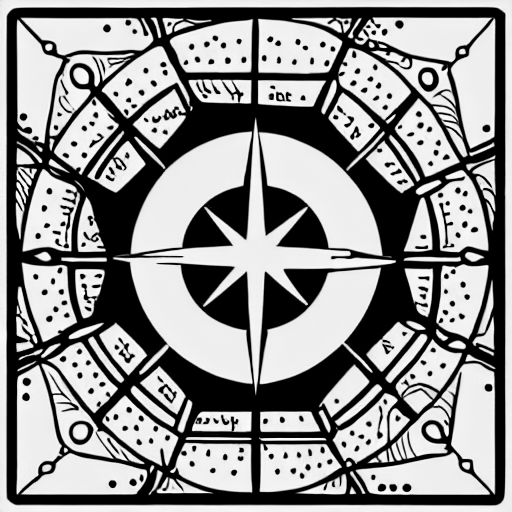 Coloring page of square and compasses