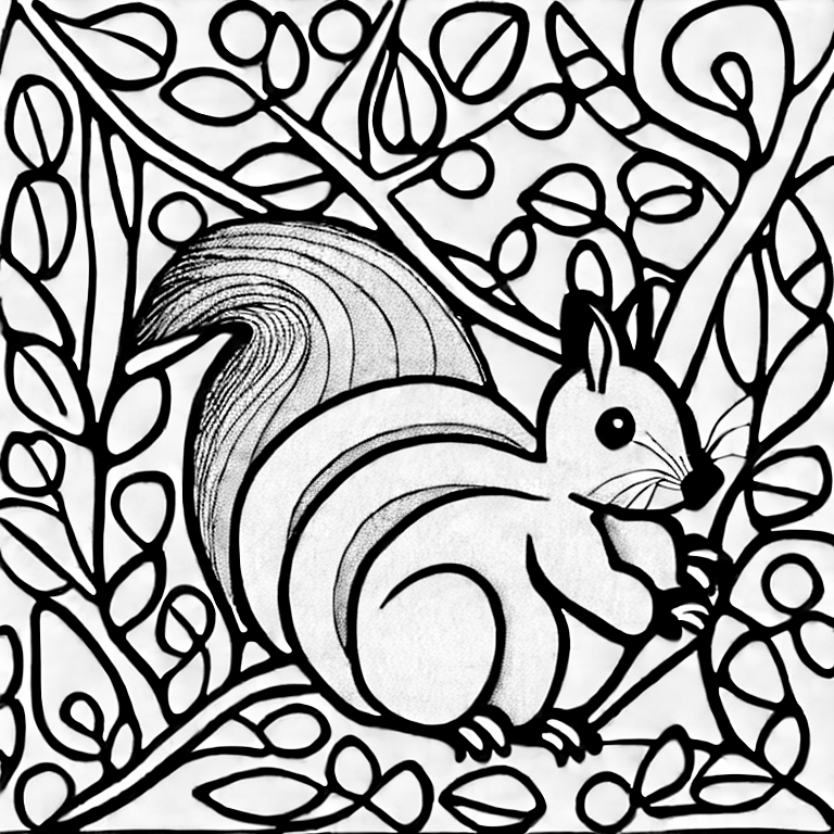 Coloring page of squirrel
