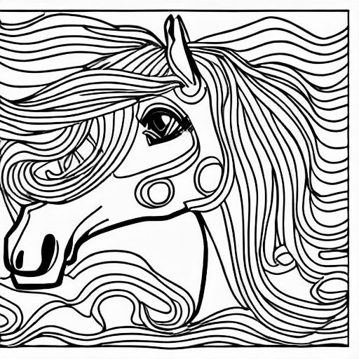 Coloring page of stable with horse