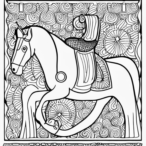Coloring page of stable with saddles and reigns
