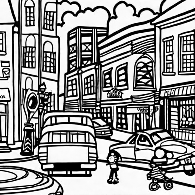 Coloring page of street