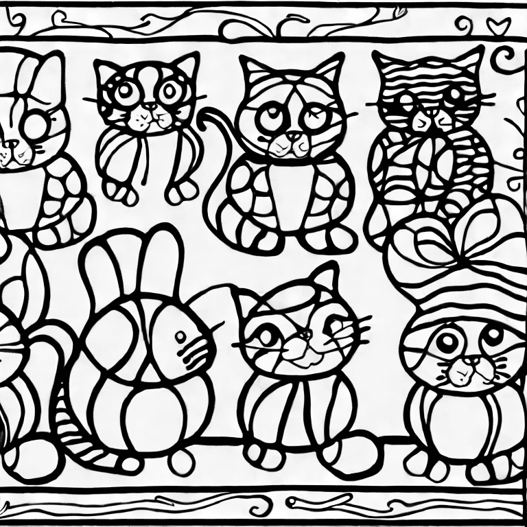 Coloring page of stupid cats