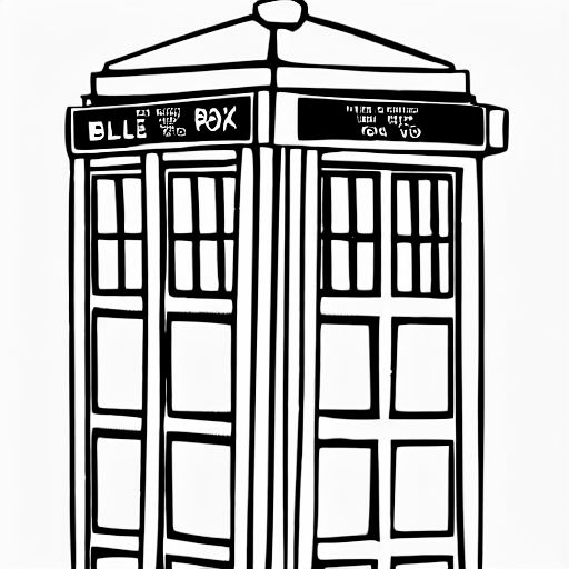 Coloring page of tardis flying