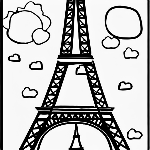 Coloring page of the eiffel tower