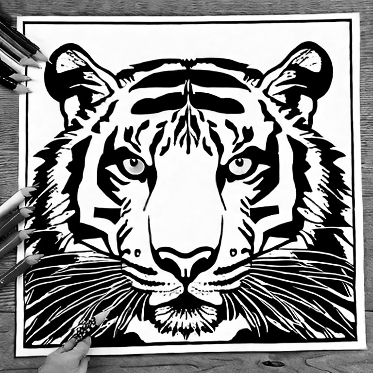 Coloring page of tiger numbered coloring page