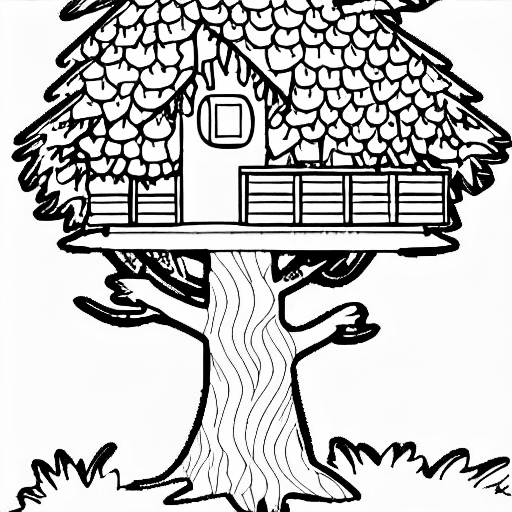 Coloring page of treehouse