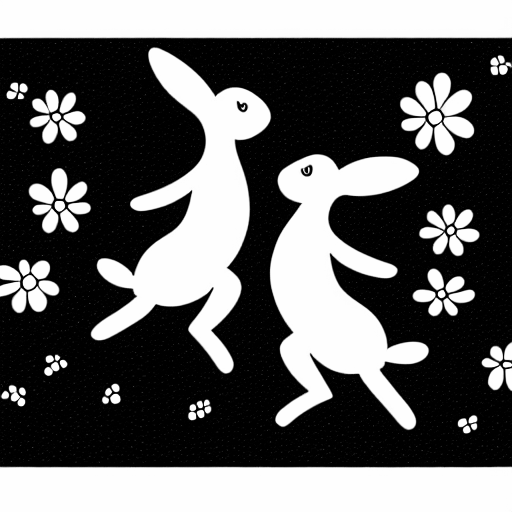 Coloring page of two rabbits dancing