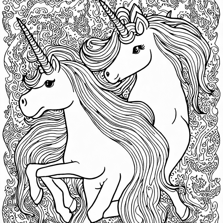 Coloring page of unicorn