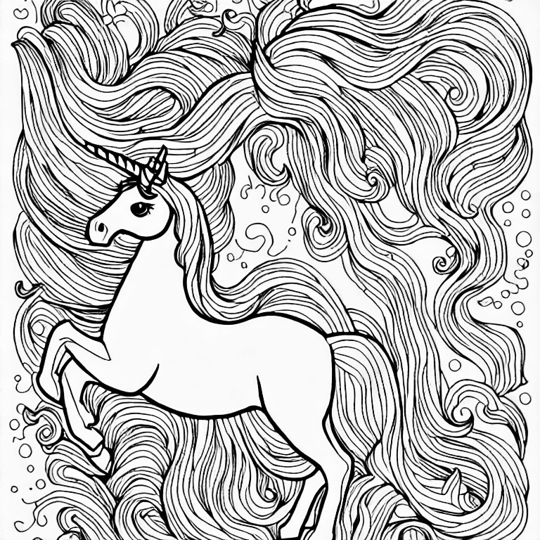 Coloring page of unicorn