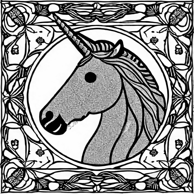 Coloring page of unicorn