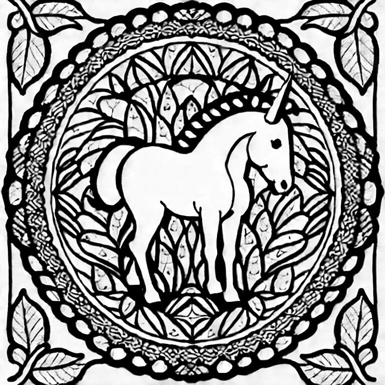 Coloring page of unicorn