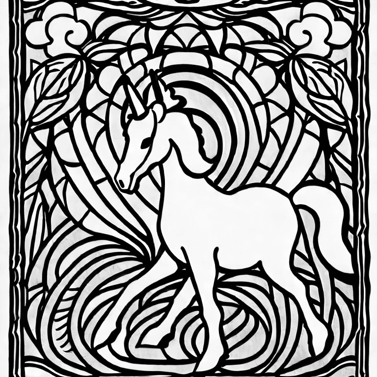 Coloring page of unicorn