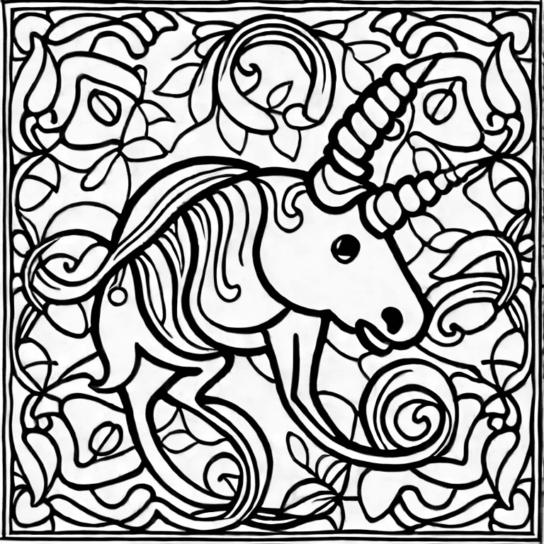 Coloring page of unicorn