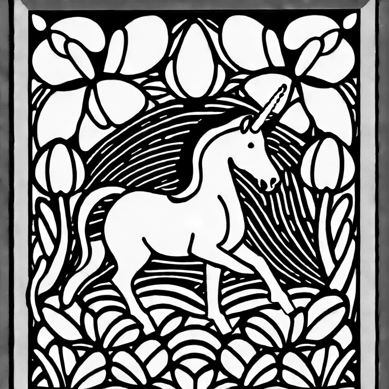 Coloring page of unicorn