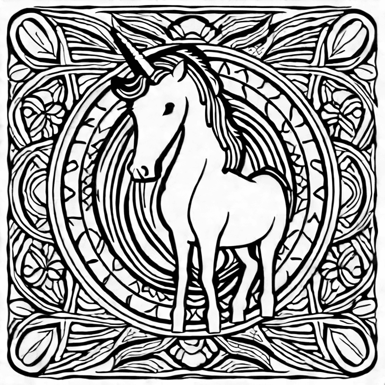 Coloring page of unicorn