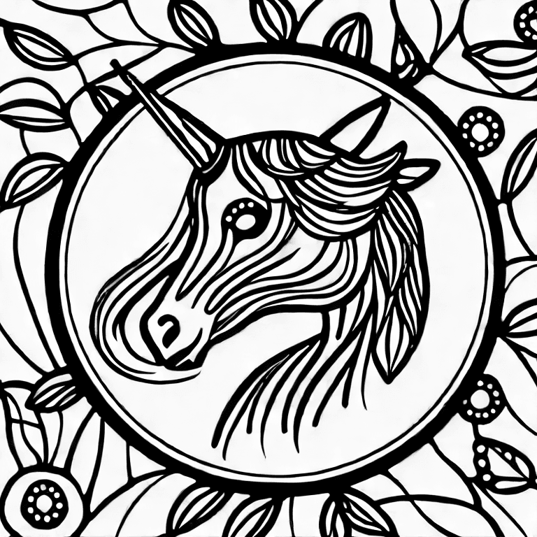 Coloring page of unicorn