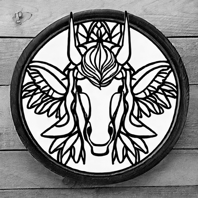 Coloring page of unicorn mirror