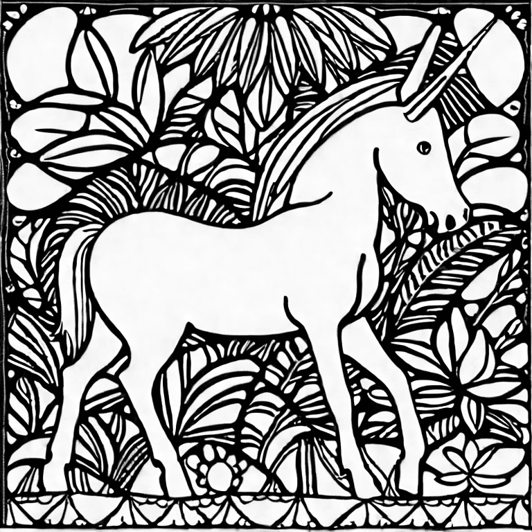 Coloring page of unicorns