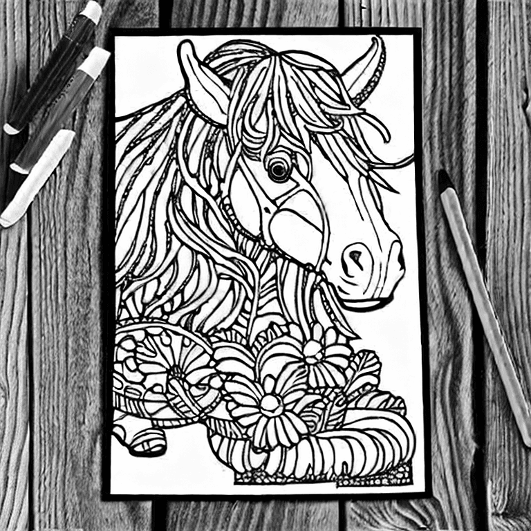 Coloring page of unicorns baby