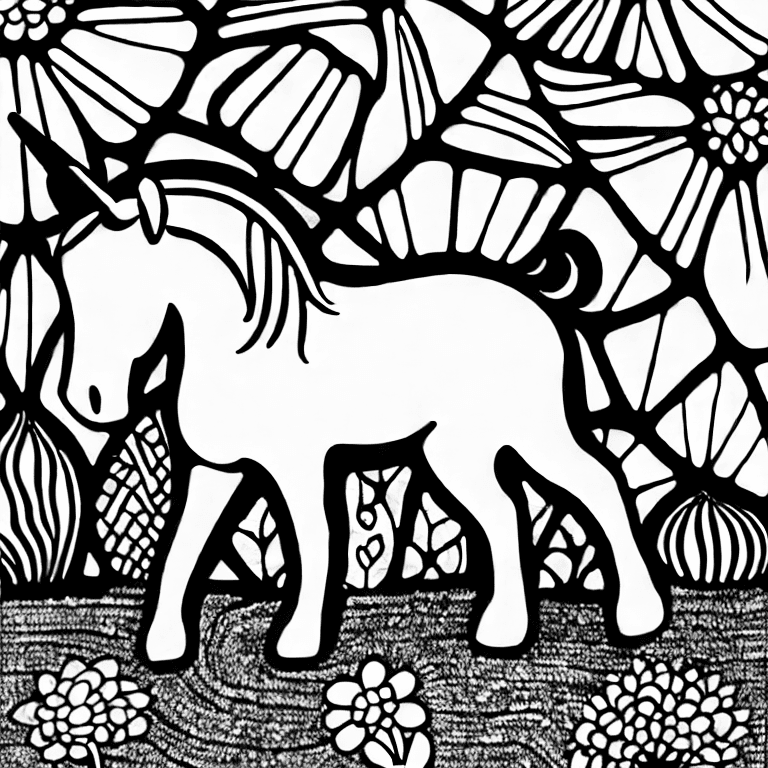 Coloring page of unicorns baby