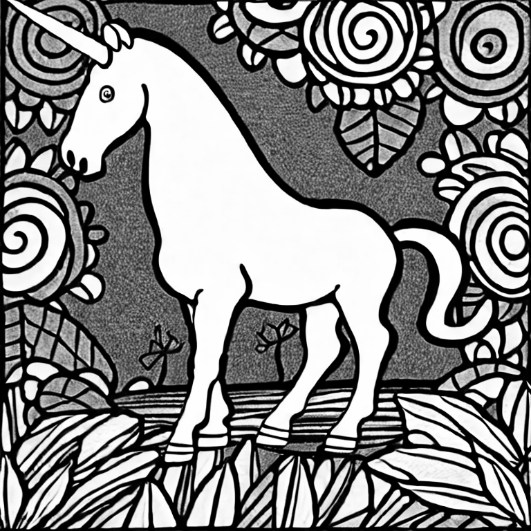 Coloring page of unicorns baby