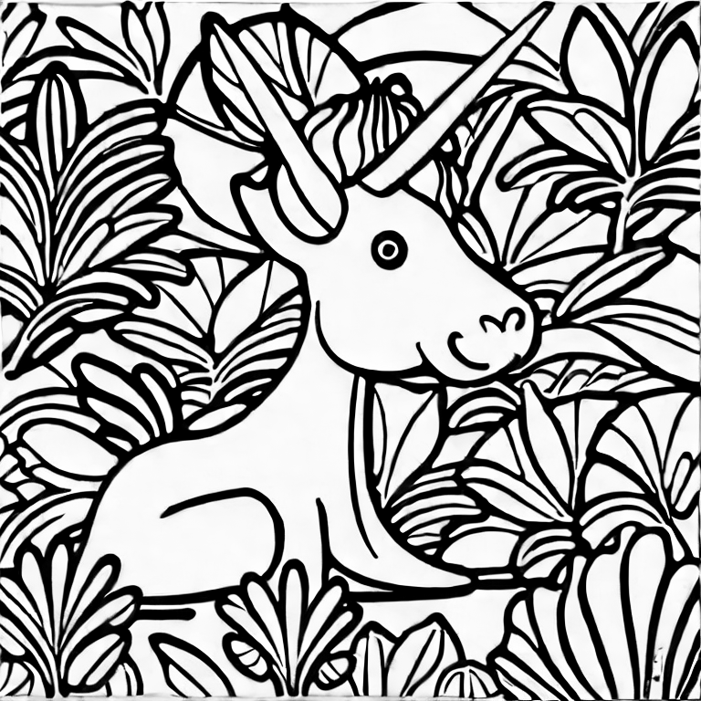 Coloring page of unicorns cute