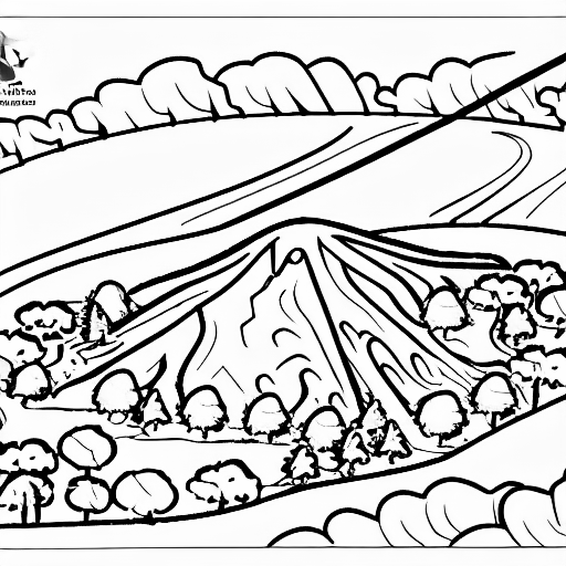 Coloring page of volcano park