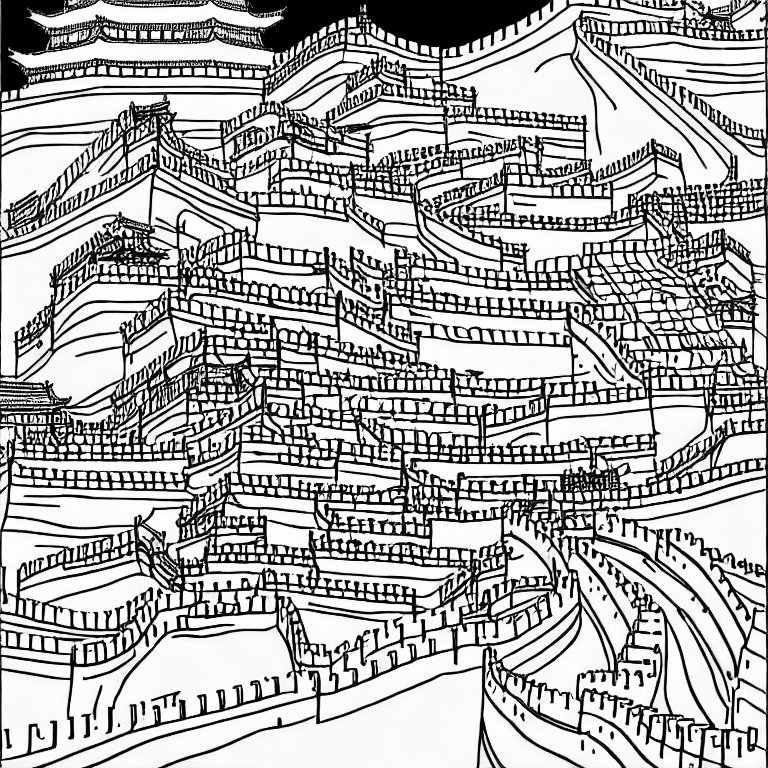 Coloring page of wall of china